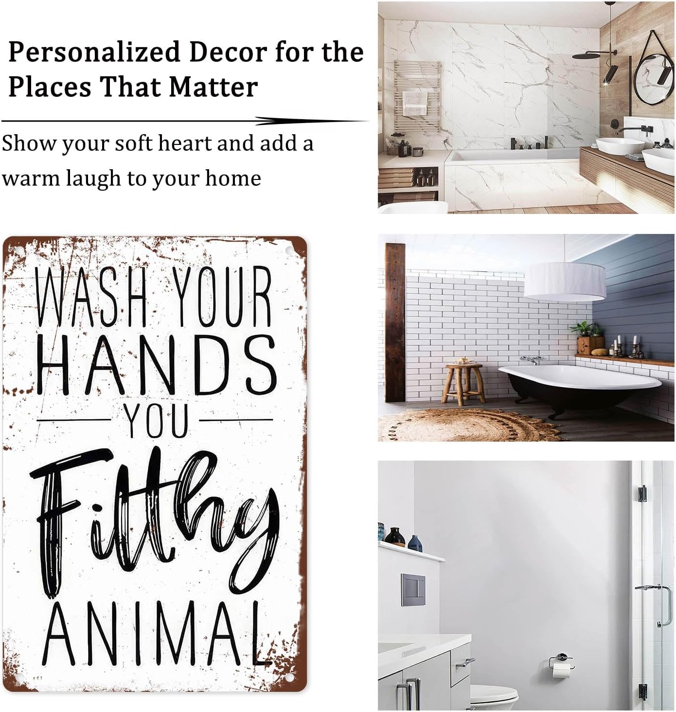 Regine Switzerland Funny Bathroom Wall Decor Metal Sign - Wash Your Hands Humor Quote | 8x12 Inches