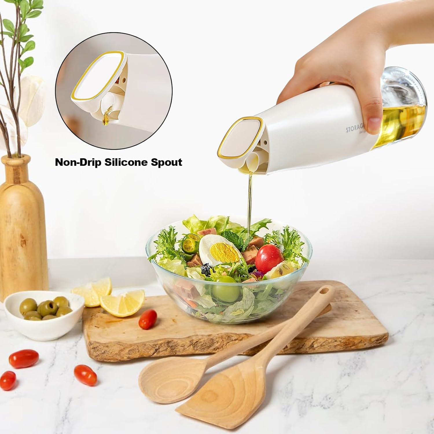 YARRAMATE Olive Oil Dispenser - Large Capacity 500ml Glass Bottle | Leak-Proof & Non-Drip Design