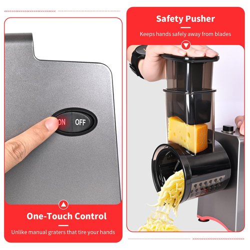 Electric Cheese Grater,7 In 1 Electric Cheese Grater for Block Cheese,250w Electric Slicer Shredder, Automatic Electric Grater,Cheese Graters Machine For Cheeses, Fruits, Vegetables