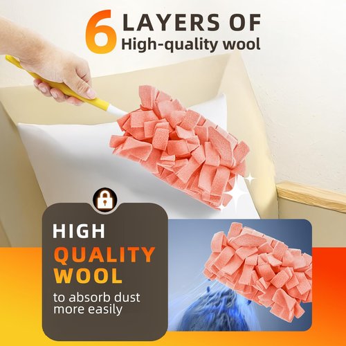 Drovalles Fleece Duster Refills 8 Pcs Heavy Duty, Washable & Reusable Duster Pads, 360° Effective Cleaning, Scratch Resistant, for Hardwood Floors, Furniture, Pet Hair (4 Colors, 8 Pieces)