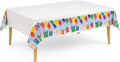 Party Dimensions Table Cover - Disposable Plastic Tablecloth with Balloons & Candles Design | 54" x 96", 12-Pack