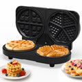 Sunvivi Dual Waffle Maker: Heart Waffle & Classic Waffle Iron with 2 Adjustable Temp Knobs, Nonstick Waffle Machine with Indicator Light, Easy to Clean, The best gifts for Her, Kids and Families