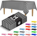 Black Gingham Checkered Tablecloths by [Brand Name] - 14 Pack Disposable 54 x 108 in. Rectangle for Parties & Events
