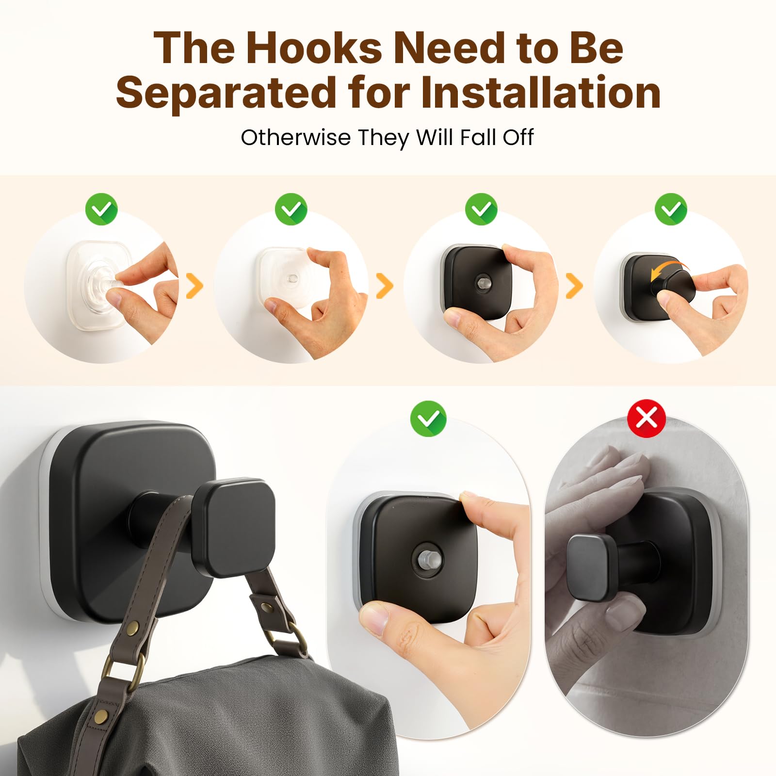 Zrpot 3 PCS Suction Cup Hook for Shower, Suction Cup Hooks for Shower, Door Hooks for Hanging Robe Loofah Removable Wall Hooks for Kitchen Glass Window Black