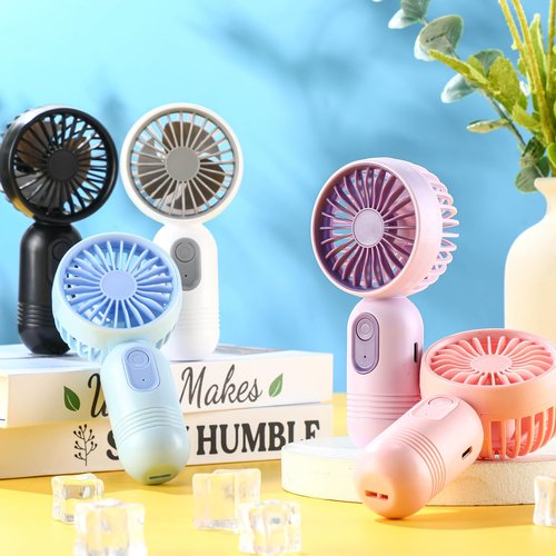 Rossesay 12 Pack Mini Portable Handheld Fan Bulk for Travel 3 Speeds, Rechargeable USB Battery Operated, Small Personal Eyelash Fans for Women Men Indoor Outdoor(White,Classic Style)