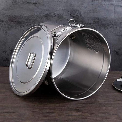 CNCEST Stainless Steel Airtight Canister for Kitchen, Rice Cereal Grain Canisters Container for Household Kitchen Food Bean Flour Oil Sugar Milk Cookie Storager Bucket w/Handles Lid (12L)