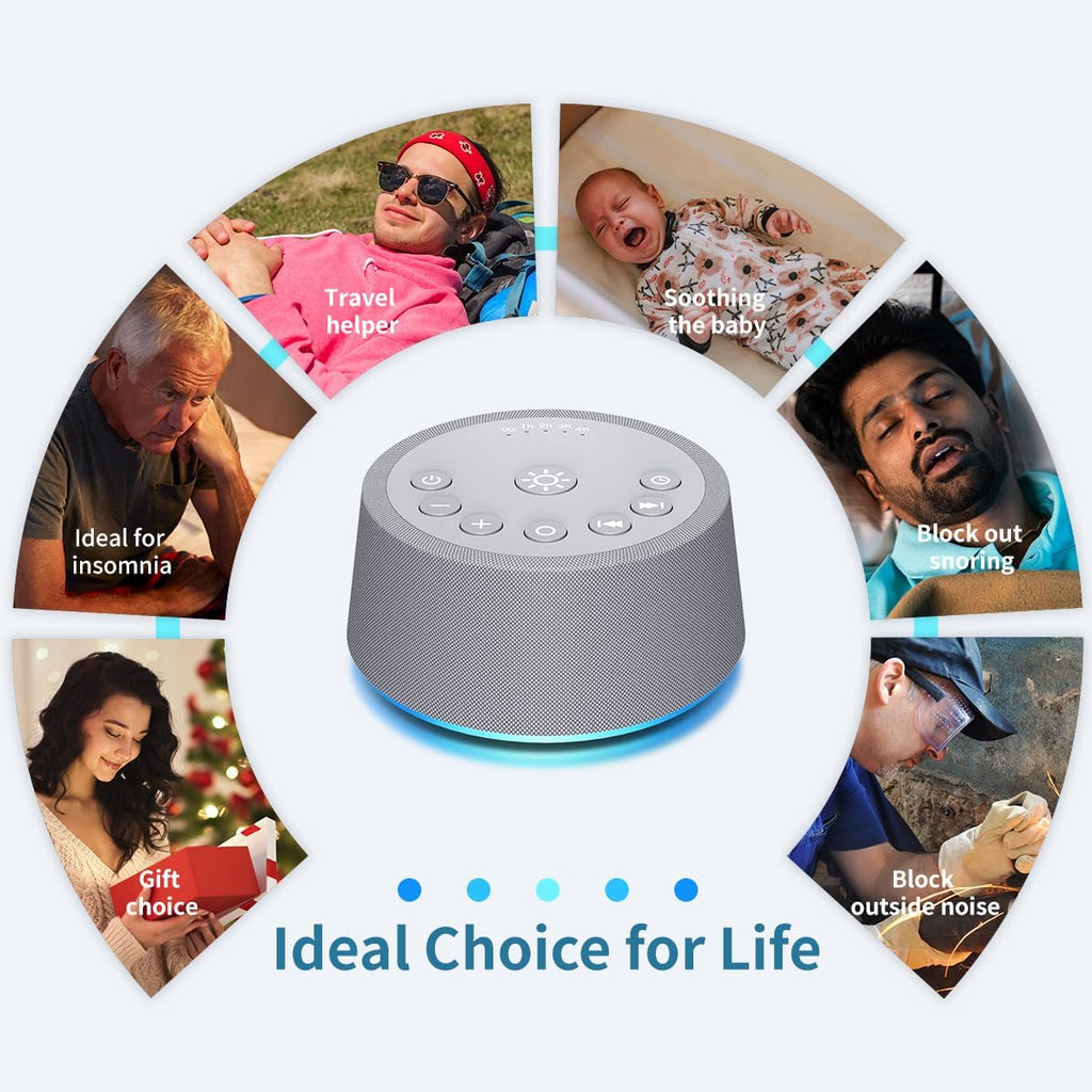SoundLegend Sleep White Noise Machine - 30 Soothing Sounds, 32-Level Volume, 12 Color Lights, Compact Design