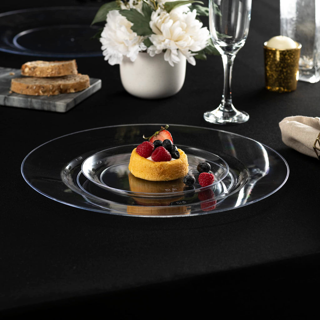 [9'' 240 Pack] 9'' inch Premium Heavy Weight Crystal Clear Classy Disposable hard Plastic Entree plates