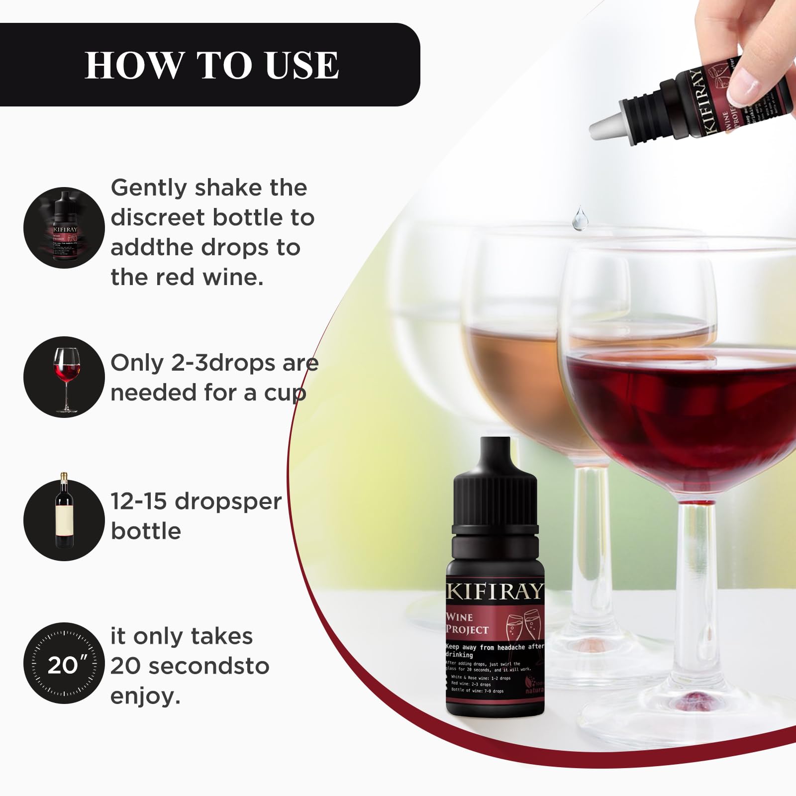 Wine Project Sulfite Filter, Reduces Headaches and Allergies, 1-9 Drops，Enhance wine tasting enjoyment and preserve original flavor, ideal choice for wine lovers（10ml）