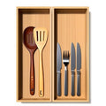 guiogc Bamboo Drawer Silverware Organizer, Silverware Tray, Flatware Organizer, Bamboo Storage Box Suitable for Office, Bathroom and other objects storage (14.2"x5"x2"-Set of 2)