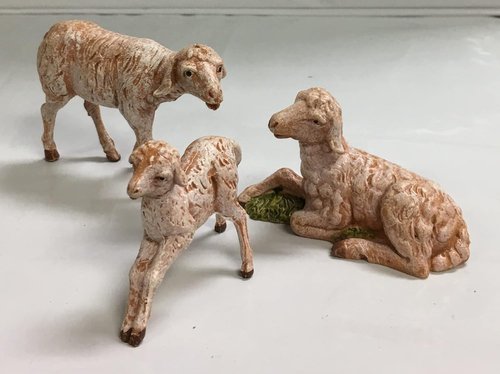 Fontanini by Roman Inc. | 3-Piece Sheep Family Set - Hand Sculpted Nativity Figures, 5" Tall