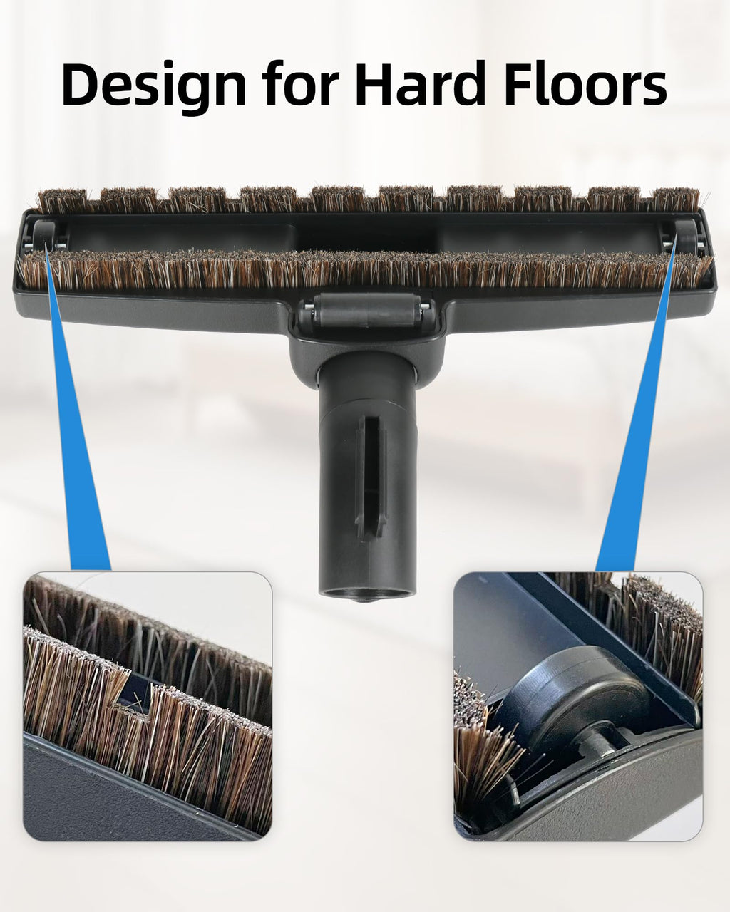 SheildOn Horsehair Floor Brush Set Replacement, Vacuum Attachments Compatible with Miele C1 C2 C3 CX1 Vacuums, 12" Hardwood Floorhead, Swivel Dusting Brush, Soft Bristles for Gentle Cleaning