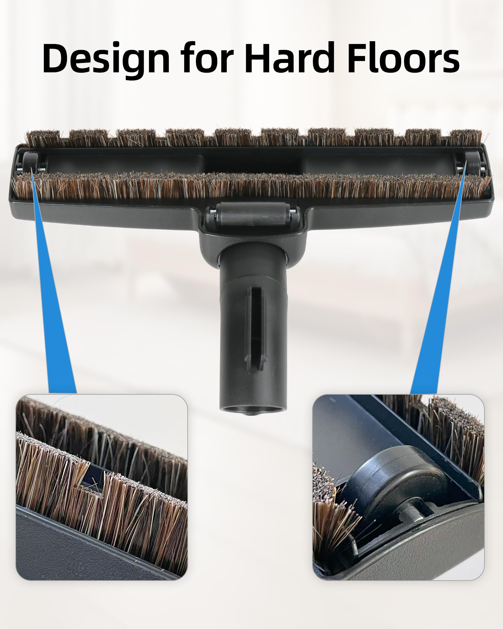 SheildOn Horsehair Floor Brush Set Replacement, Vacuum Attachments Compatible with Miele C1 C2 C3 CX1 Vacuums, 12" Hardwood Floorhead, Swivel Dusting Brush, Soft Bristles for Gentle Cleaning
