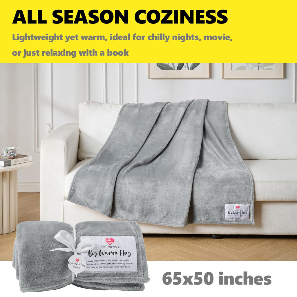 WECURATED Get Well Healing Blanket, Gray, 50"x65"