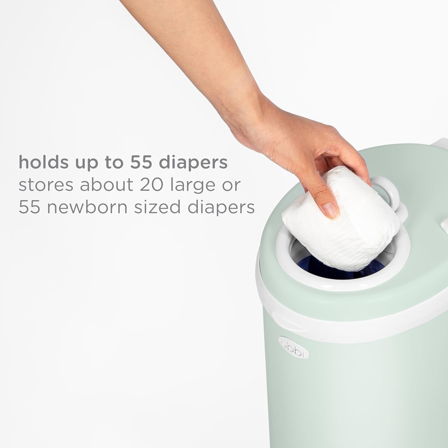 Ubbi Steel Diaper Pail - Odor Locking Design, No Special Bag Needed | Award-Winning Sage Green