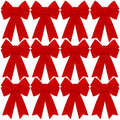 Heartome 12 PCS Christmas Bows for Tree, 9 x12 in Large PVC Bows for Christmas Decorations Indoor, Red Plastic Xmas Bows, Outdoor Xmas Home Wreath Fence Stairs Railing Fireplace Front Door Supplies