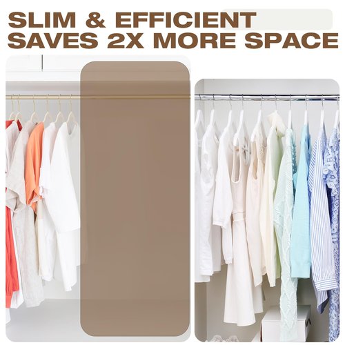 Uinicor 50 Pack Beige Velvet Hangers,Non Slip,Heavy-Duty,Slim,Space Saving,with Felt Surface and Gold 360°Swivel Hook,for Pants,Outfit,Skirts,Suits,Coats,Dresses ect.