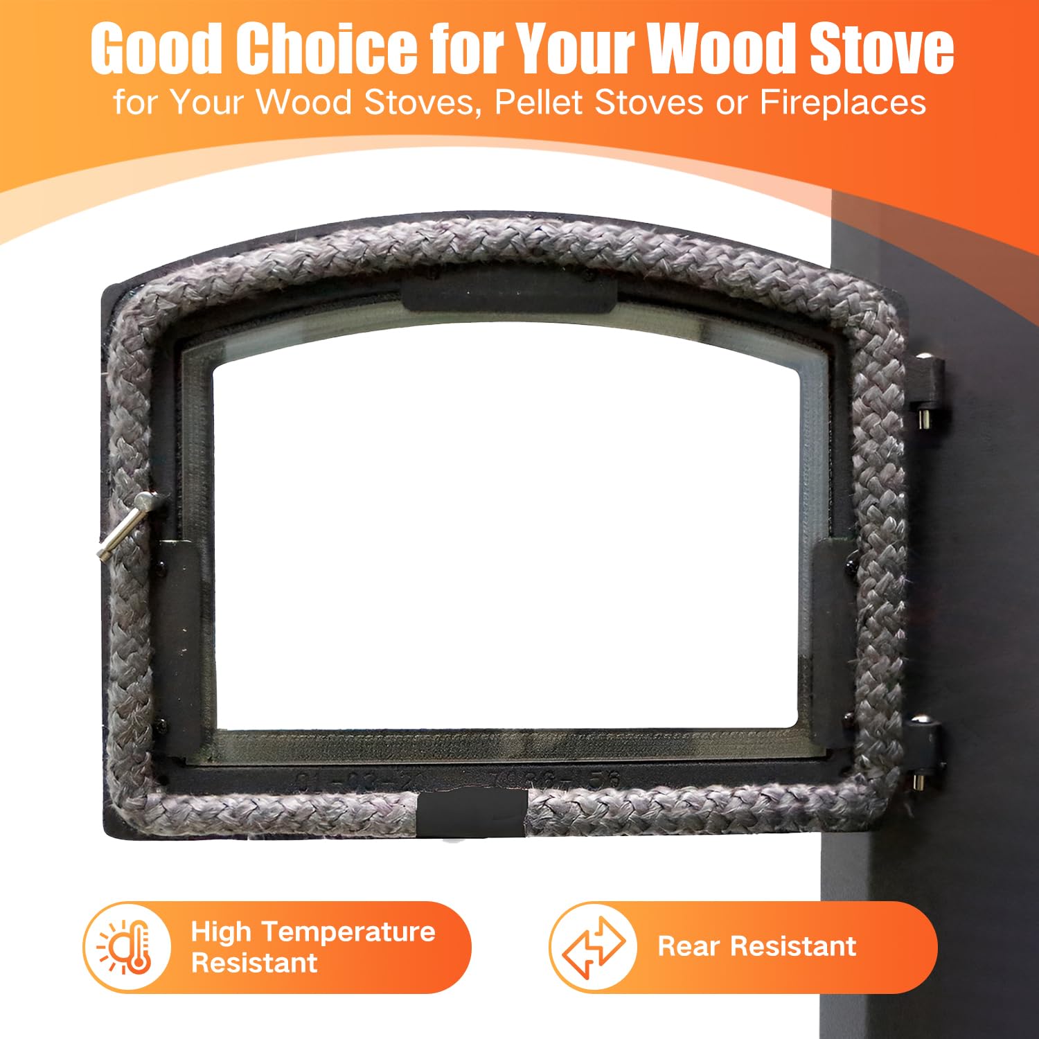 Protalwell Wood Stove Gasket, 1/2" Wood Stove Door Gasket Kit, High Temperture Resistant Gasket Rope Replacement for Stove or Fireplace Doors, Grey Color Fiberglass Gasket