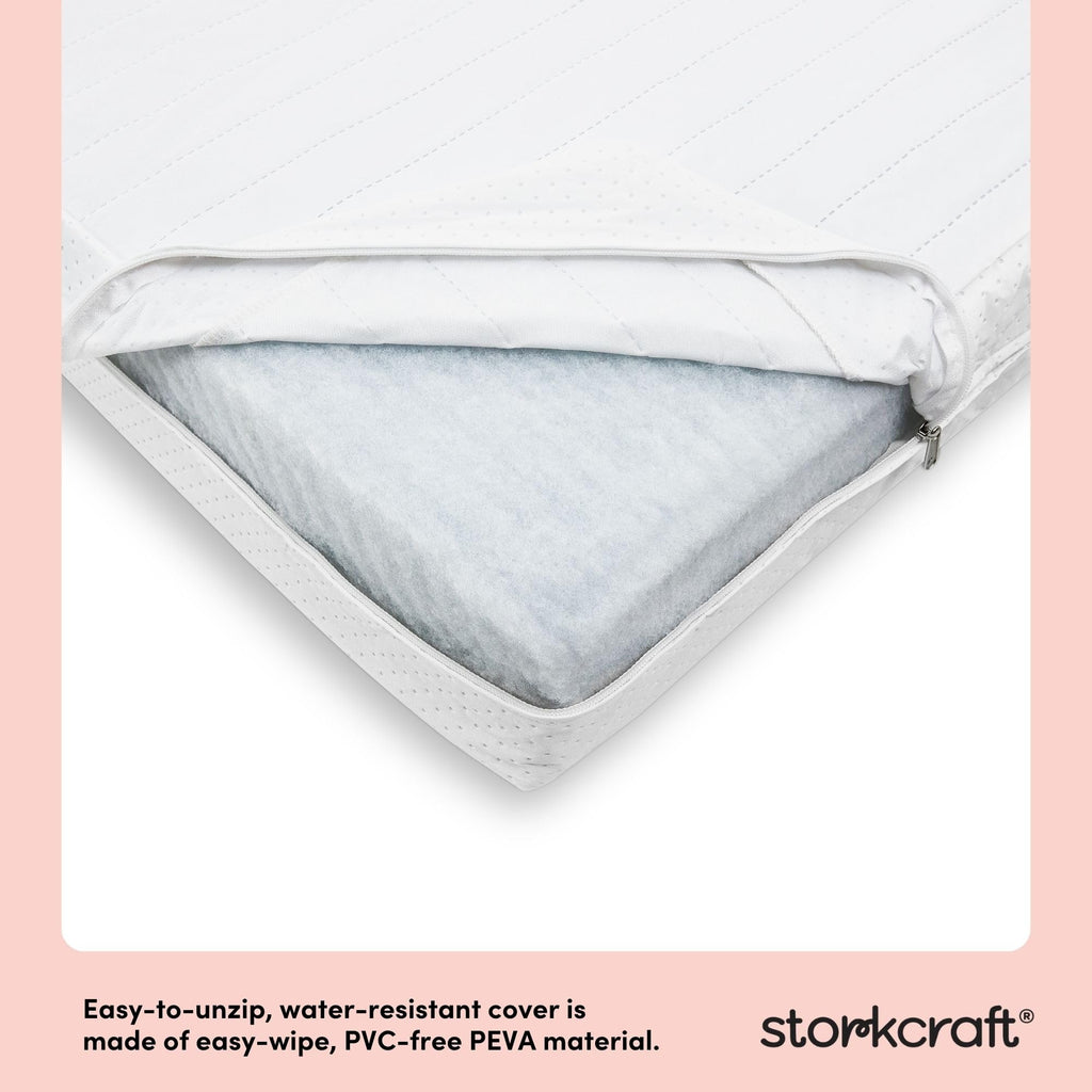 Storkcraft 6-Inch Water-Resistant Grow-with-Me Crib & Toddler Mattress — GREENGUARD Gold Certified, Dual-Sided Mattress for Baby Cribs & Toddler Beds, Durable Water-Resistant Cover, Made in The USA