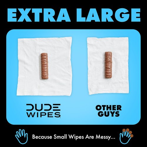 DUDE Wipes | Unscented Flushable Wipes - Extra-Large Adult Wet Wipes for Sensitive Skin - 6 Pack (288 Count) - Infused with Vitamin E and Aloe