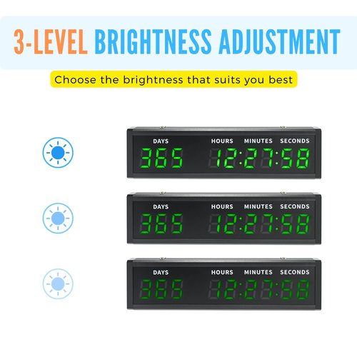 WQV Large Display Digital Countdown Clock, LED Large Display Count Up/Count Down Timer, 999 Days Countdown Calendar for Christmas Retirement Birthday Event Timer with Remote Control (Green)