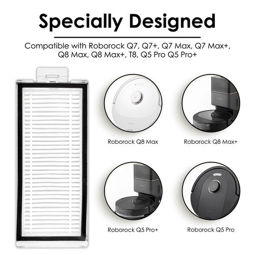 (4 Pack) Q5 Max+ Replacement HEPA Filters Compatible With Roborock Q5 Max+, Q5 Pro, Q5 Pro+, Q8 Max, Q8 Max+, Q7, Q7+, Q7 Max, Q7 Max+, Q5 Duoroller+ Robot Vacuum Cleaner, Replacement Parts Filters