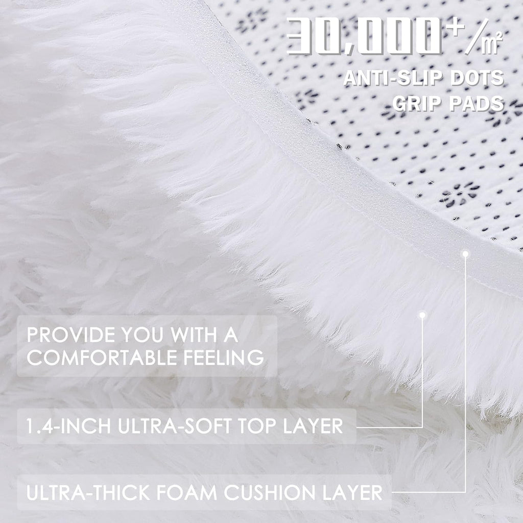 OLANLY Large Area Rug - Soft Fluffy Shaggy Indoor Carpet for Living Room & Bedroom | 9x12, White