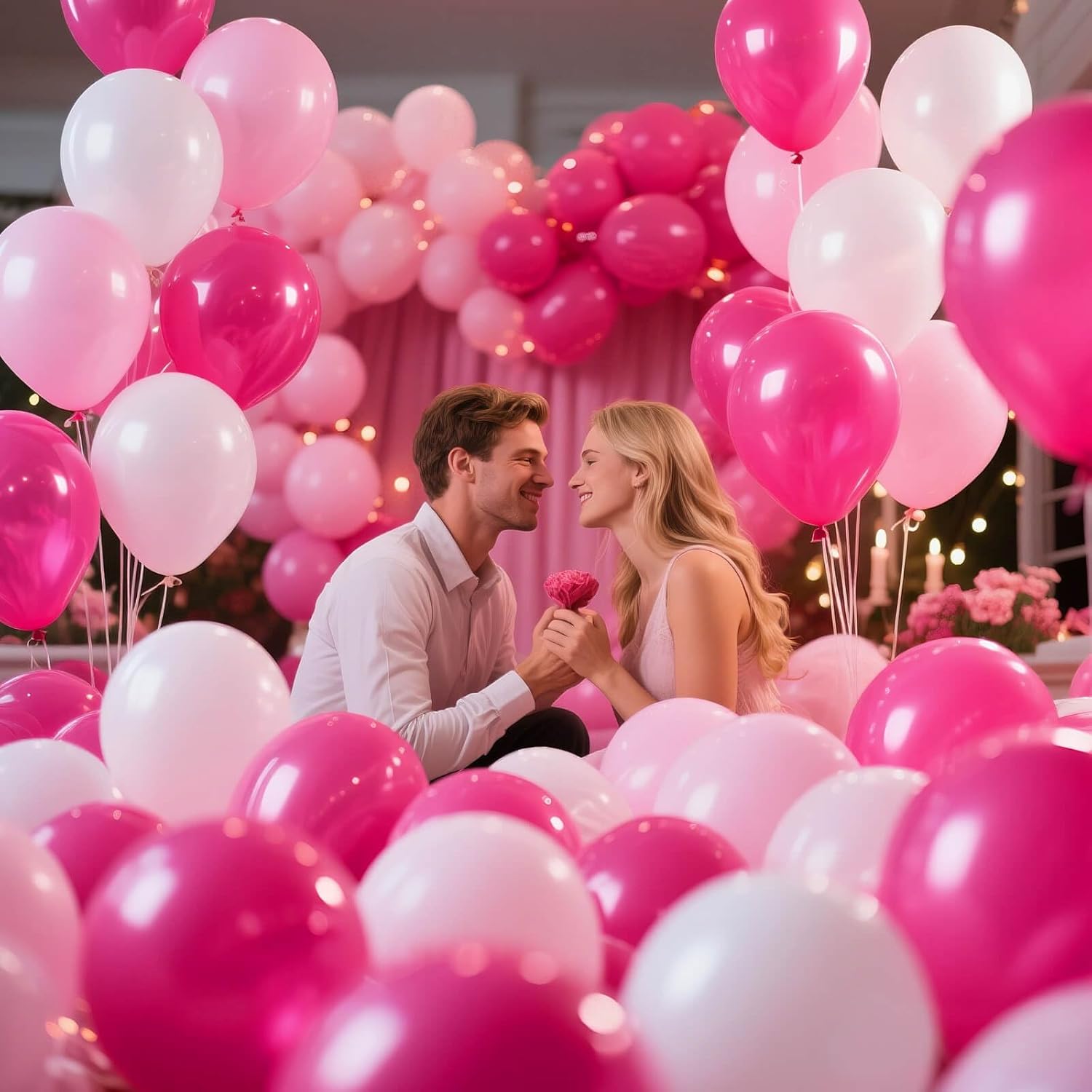 Pink White Balloons - 100pcs 12-Inch Hot Pink & Pastel Pink | Perfect for Mother's Day, Birthdays & Weddings