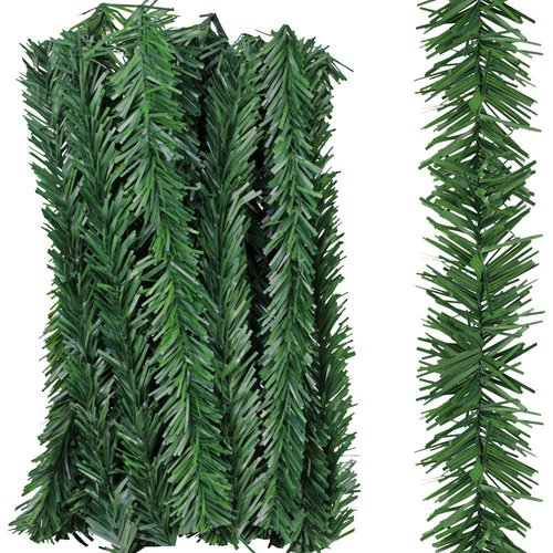 24 Pcs Garland Ties Artificial Pine Needles Christmas Tree Branches Wired Faux Greenery Stems 12inx1.6in in Green for Christmas Decoration Craft Gift Wrapping