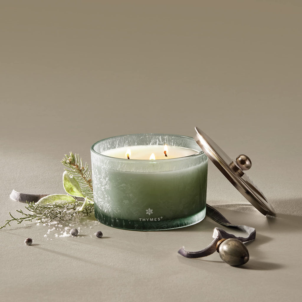 Thymes Highland Frost Large 3 Wick Candle - Scented Candles with Crisp Notes of Sage, Eucalyptus, & Cypress Needles - Luxury Home Fragrance Gifts for Women & Men - Sage-Green (18 oz)