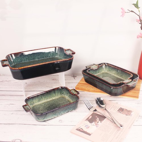 Ceramic Casserole Baking Dish - Durable 1.4 Quart Oven Safe Bakeware for Lasagna | 10 x 7 Inch Rectangular