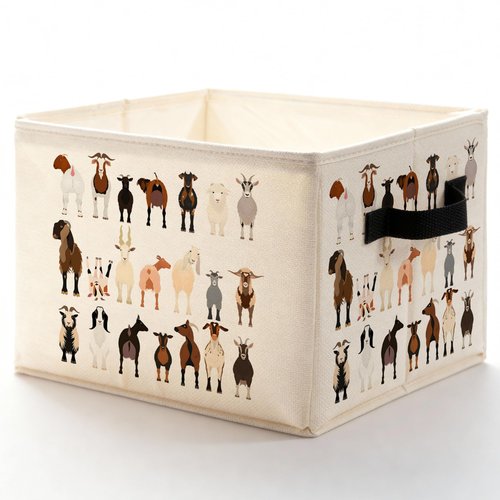 LADOCK Funny Goat Sheep Animal Storage Bins Box, Toybox for Girls Boys, Gifts for Goat Lovers Foldable Baskets Organizer with Handles for Bedroom Bathroom Home Clothes Toys Books