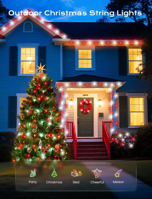 Brightown Solar C6 Strawberry String Lights - 50 LEDs Red & White | 22.64ft Outdoor Christmas Decor