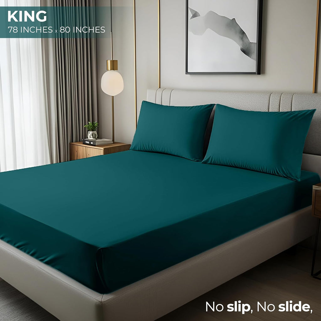 Utopia Bedding King Fitted Sheet - Deep Pocket Soft Microfiber - Fade Resistant & Easy Care | Teal