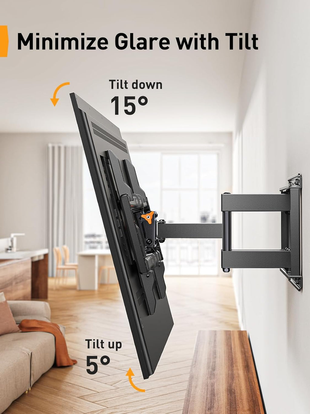 Perlegear Full Motion TV Wall Mount - Fits 42-85 Inch TVs Up to 132 lbs | Tilting Design with Leveling Adjustment