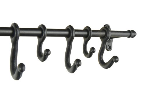 Decorative Forged Metal Wall Rod with 18 Hooks (DF2856)