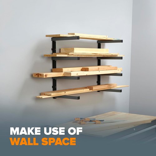 Bora 4-Level Lumber Storage Rack - Space-Saving Metal Shelf for Wood, Pipes & Building Materials | PBR-004B Black Gray