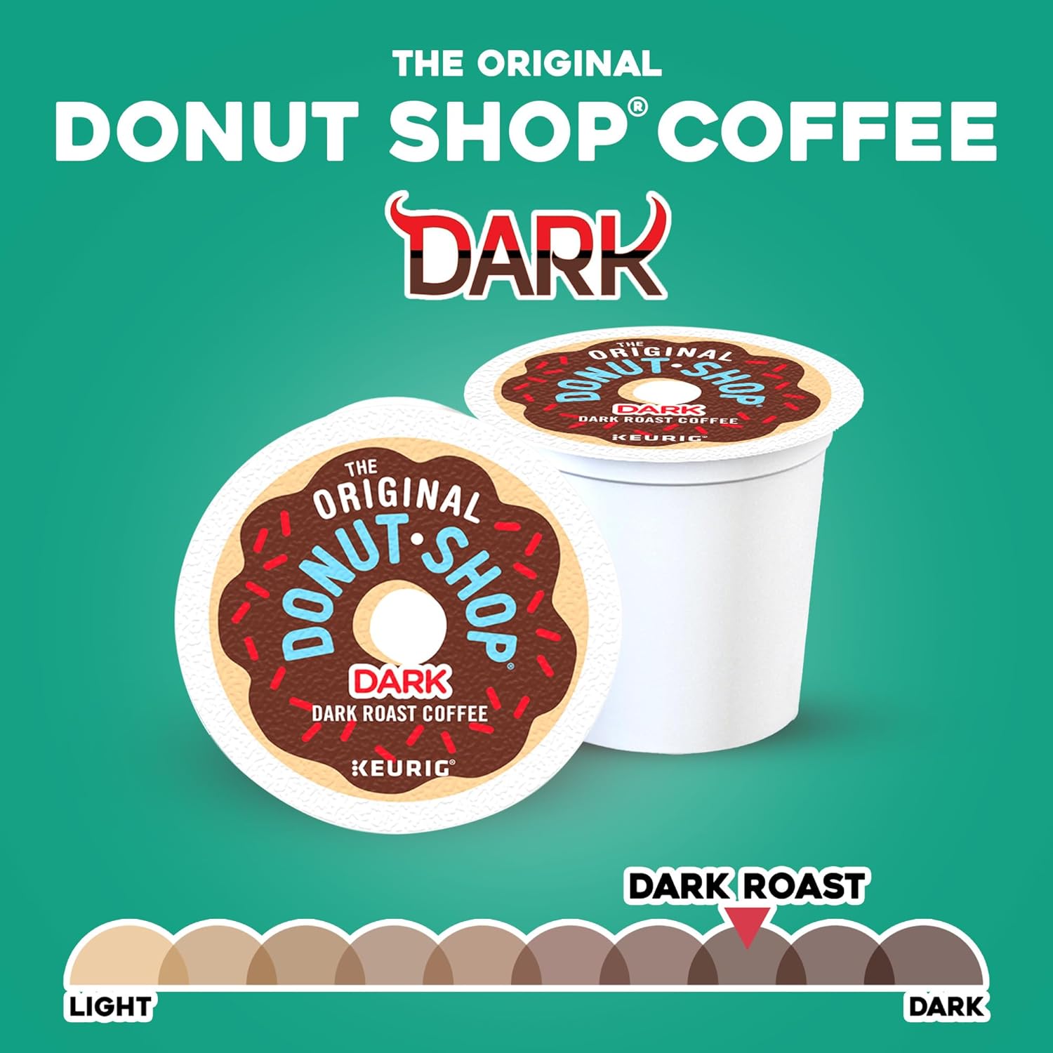 Original Donut Shop Dark Roast K-Cup Pods - Single-Serve Coffee, 60 Count (6 Packs of 10)