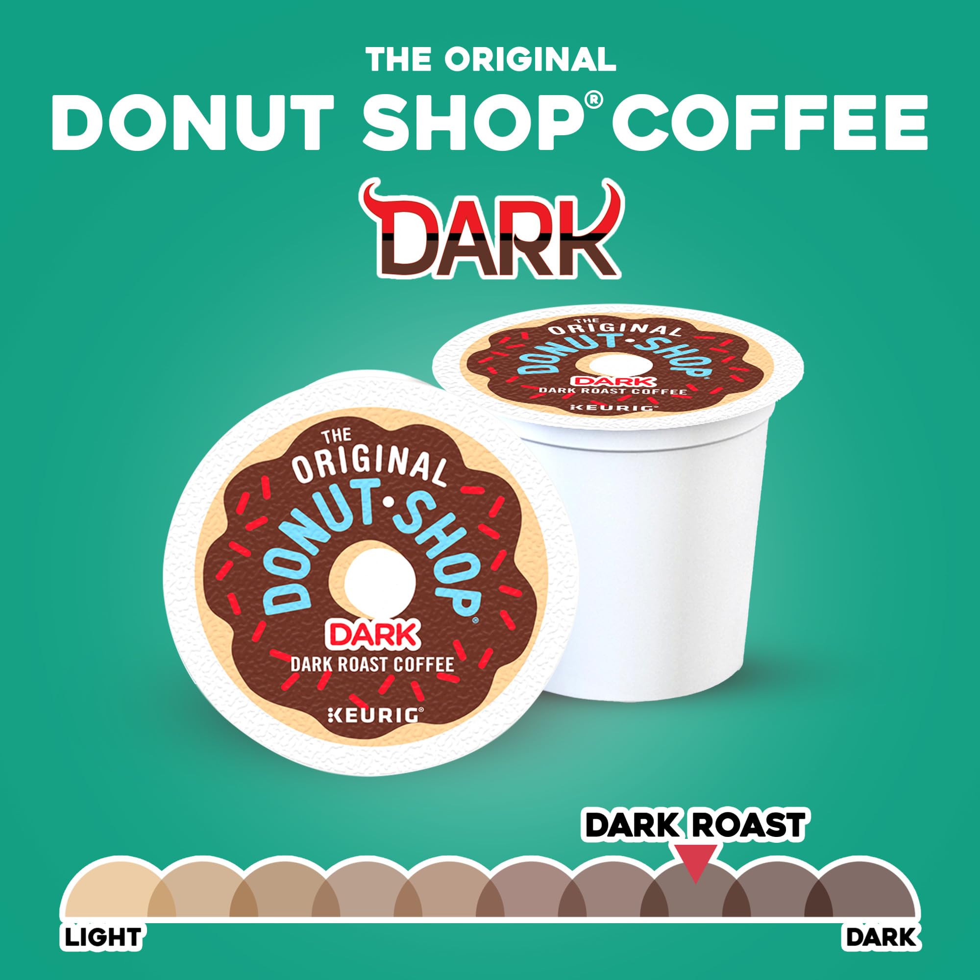 The Original Donut Shop Dark, Keurig Single Serve K-Cup Pods, Dark Roast Coffee Pods, 32 Count