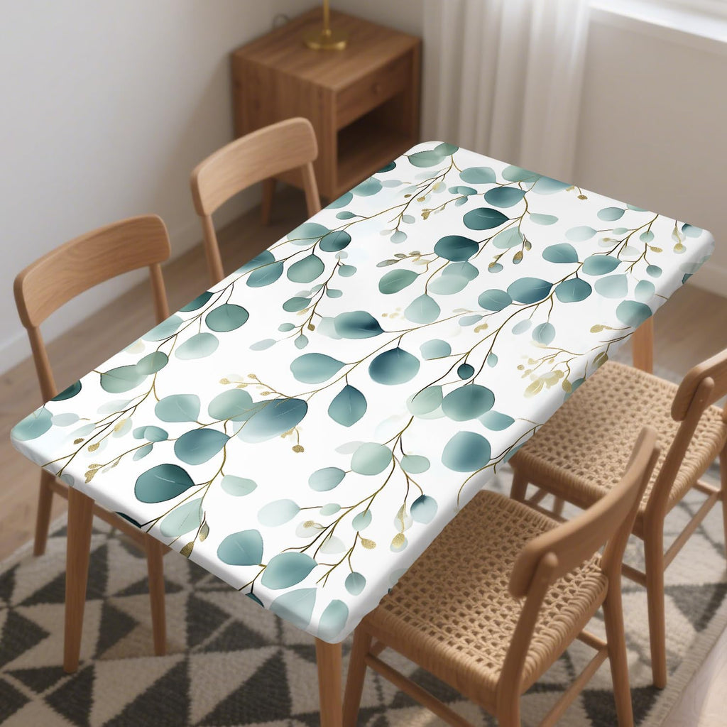 Skiennix Rectangle Wipeable Tablecloth - Fitted Waterproof Design for 6-Foot Tables | 30"x48", Leaves