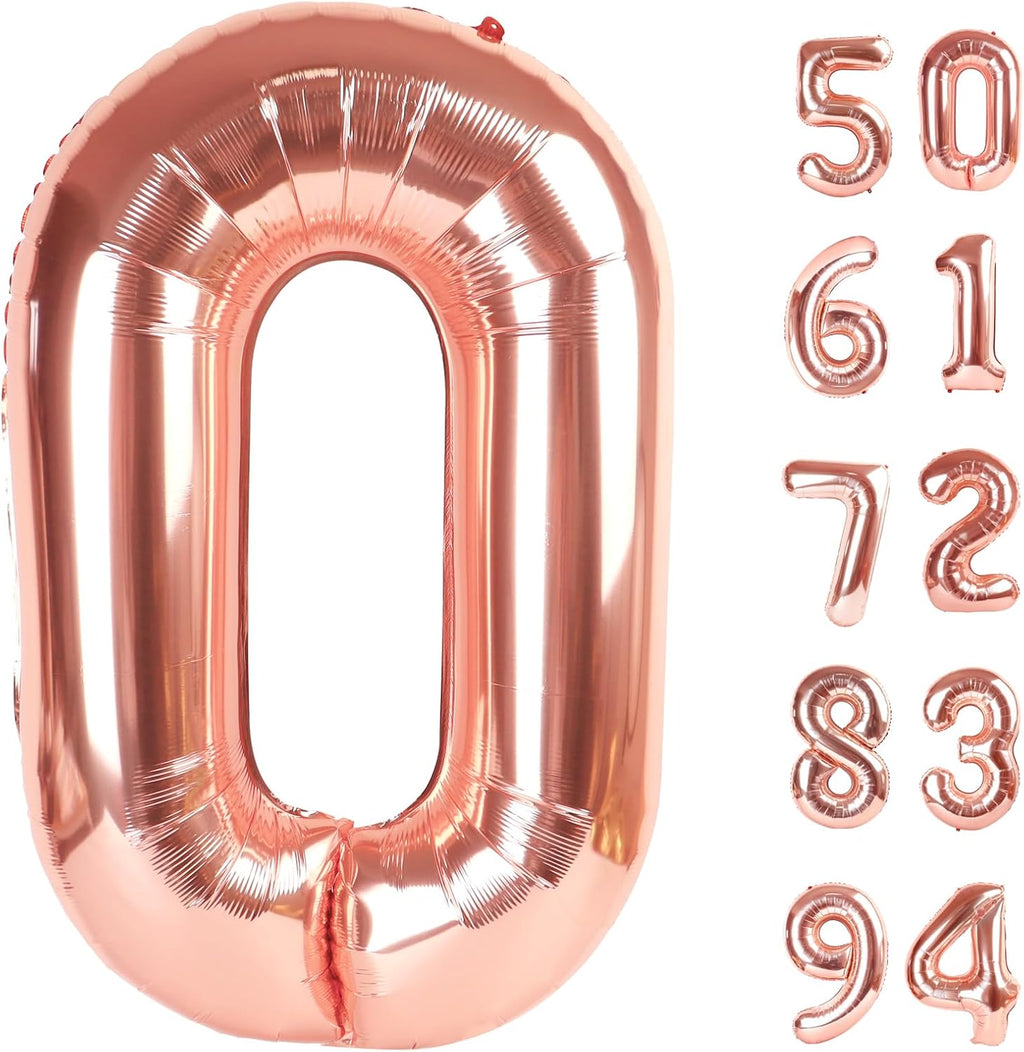 Rose Gold Number Balloons - 40 Inch 0 Balloon for Birthday Decorations | Perfect for Any Celebration