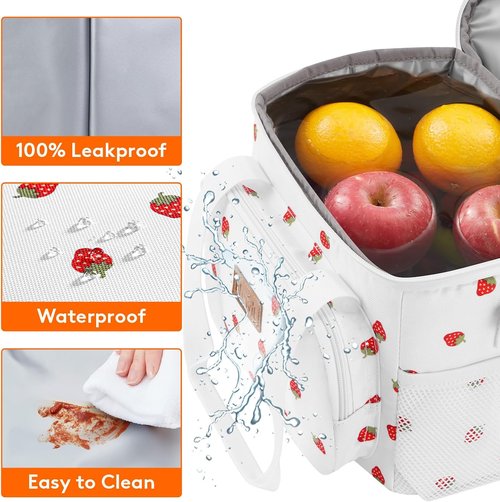 Lifewit Insulated Lunch Bag - Soft Cooler Tote for Adults | Strawberry, 12-Can Capacity (9L)