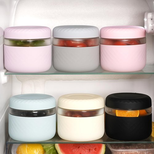Cafezi 24 oz Glass Lunch Bowl Container with Lid | Leak & Spill Proof, BPA-Free, Microwave & Dishwasher Safe, Airtight Meal Prep & Food Storage Jar for Lunch, Salad, Soup, Overnight Oats, Stew, Yogurt