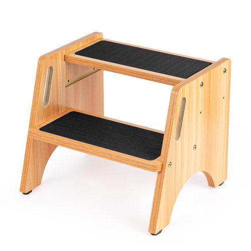 StrongTek Wooden Step Stool, 15" Dual Height Step Stools for Kids, Easy to Clean, Toddler Potty Training Stool with Handles, 300 lbs Capacity for Bathroom Sink, Kitchen, Bedroom
