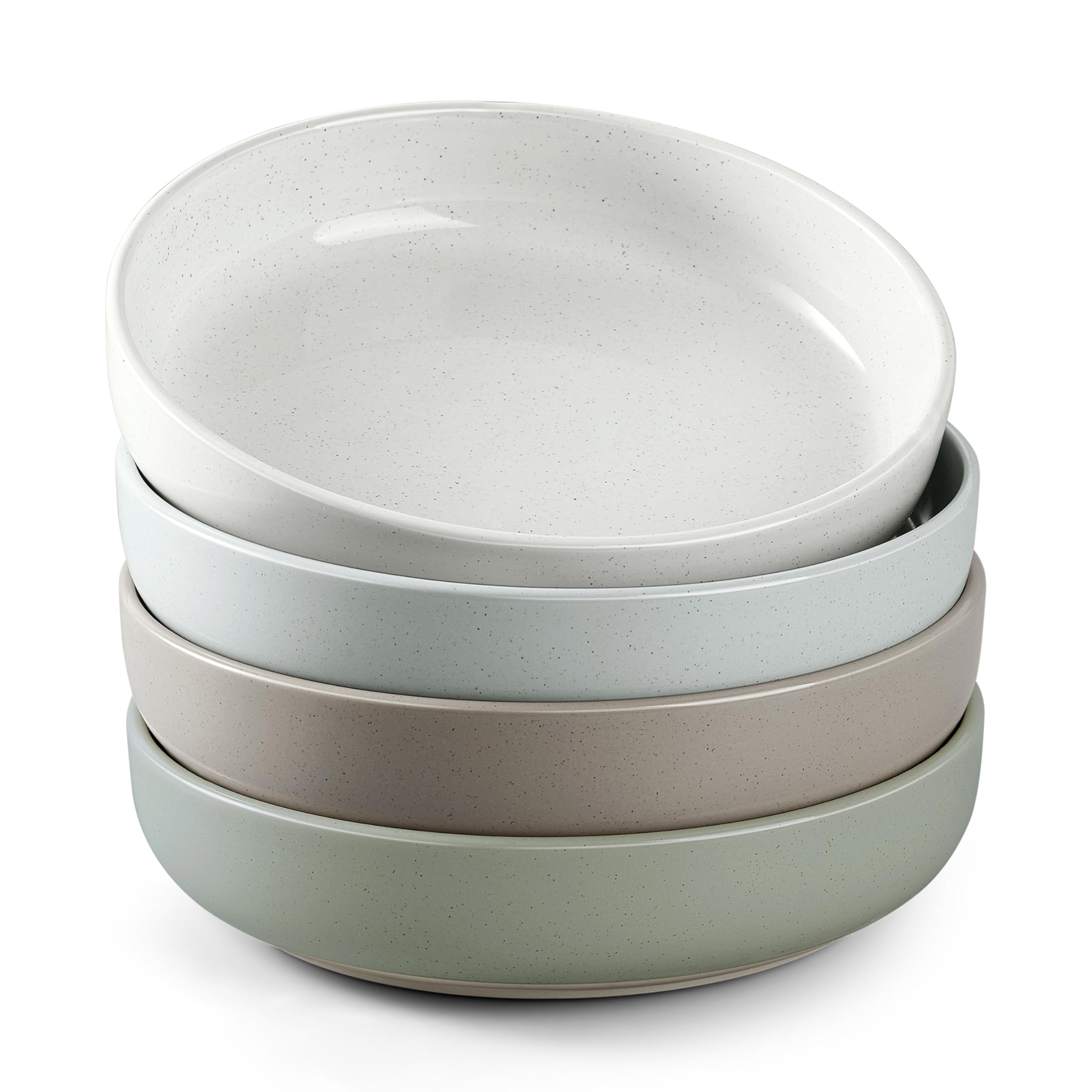 HaWare Pasta Bowls Set of 4, 33oz Large Salad Bowls for Home Kitchen, Ceramic Serving Plates for Soup, Cereal, Scratch-resistant Wide and Shallow Dinner Bowl, Microwave & Dishwasher Safe, Multicolor