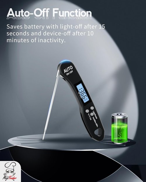 Instant Read Meat Thermometer by [Brand Name] - 1.2s Fast Read, ±1°F Accuracy, Foldable Probe, Auto-Rotating Display