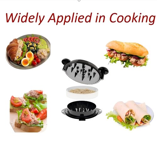 Chicken Shredder Tool Twist Meat Shredder Large-Shredding Tools with Stainless Steel Spikes Chicken Breast, Pulled Pork, Beef Black&Black
