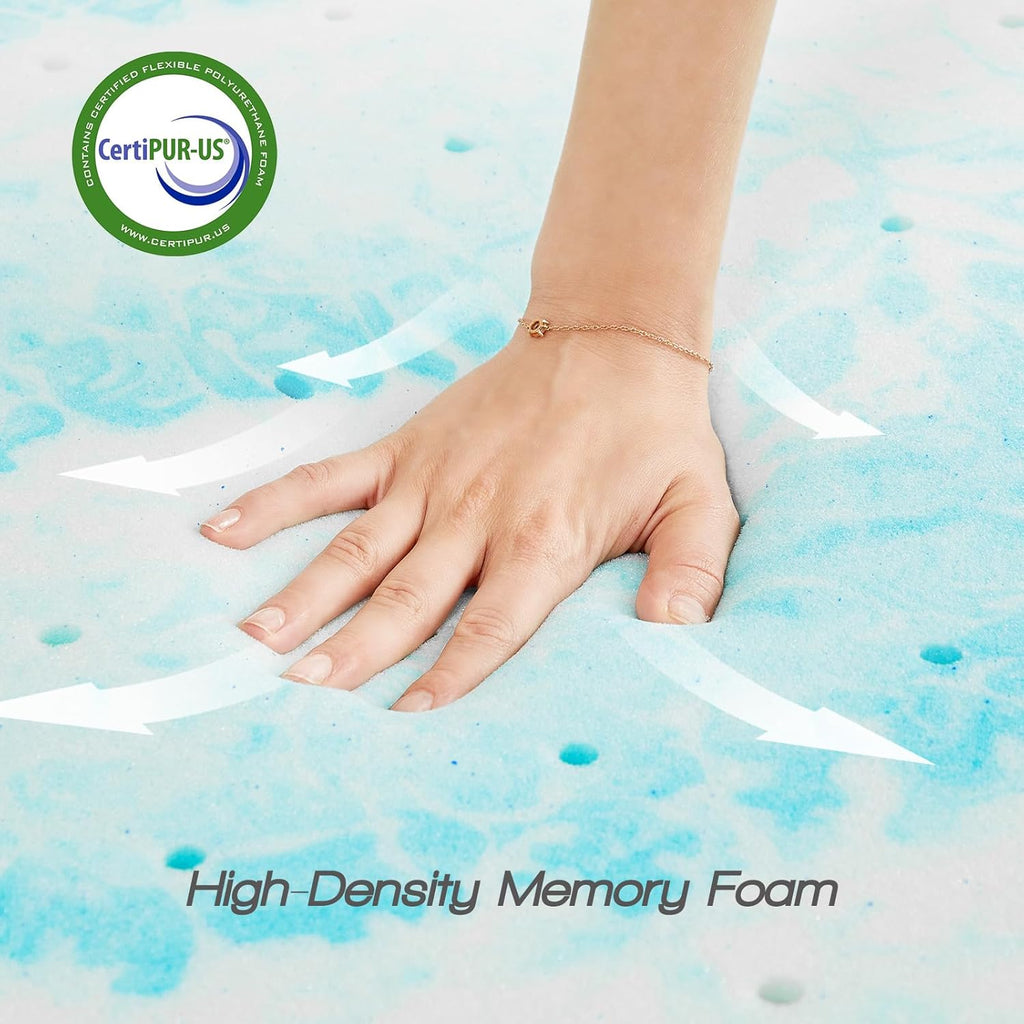 Sweetcrispy Mattress Topper - 2 Inch Thick Gel-Infused Memory Foam for Queen Size Bed | Cooling & Breathable