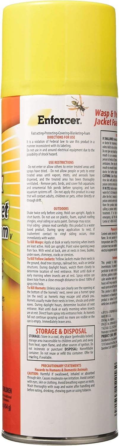 ZEP Wasp Control Foam Spray - Effective Yellow Jacket Deterrent | 16-Ounce Size