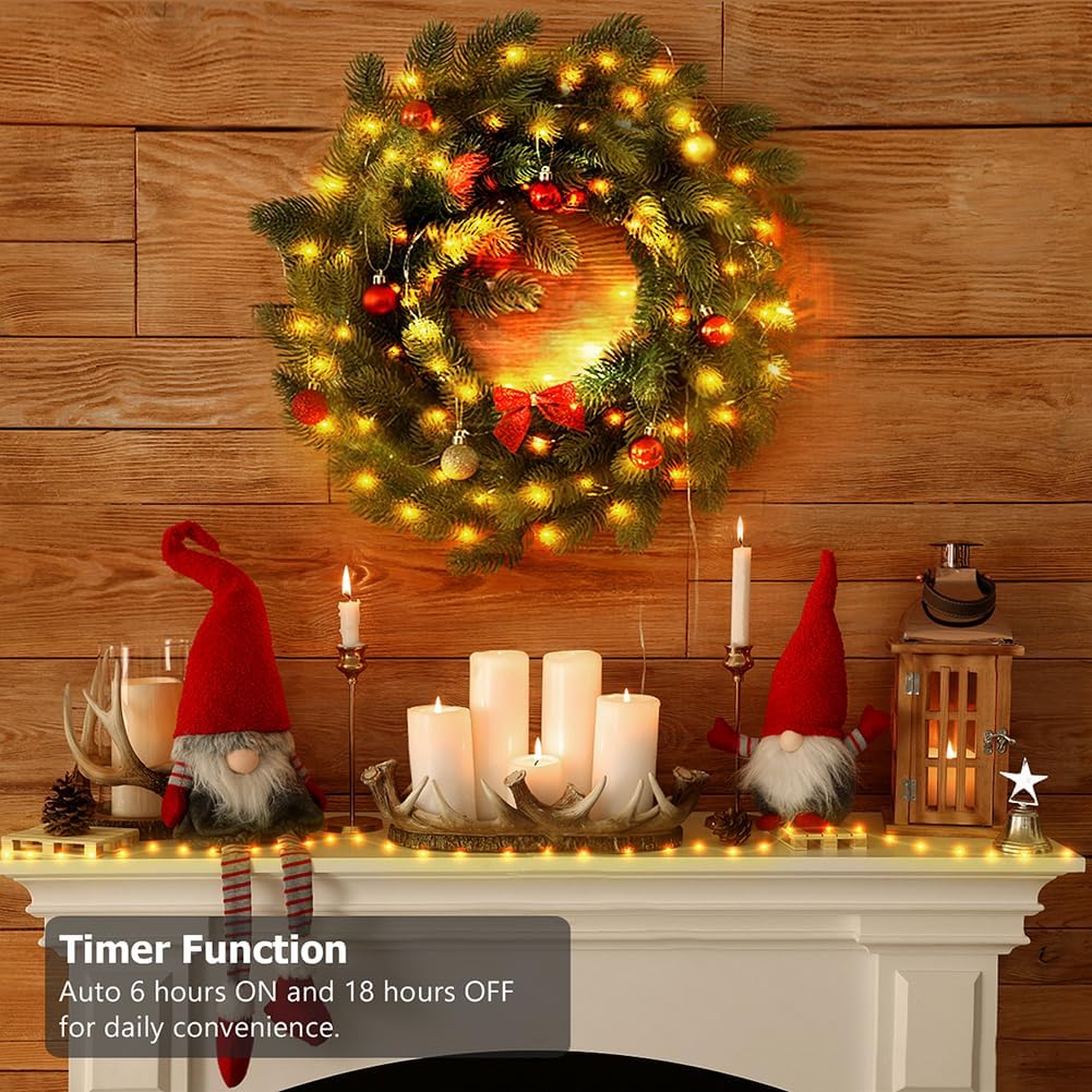 Skiennix 50 LED Battery Operated String Lights - 16.5ft Fairy Lights with Remote & Timer for Indoor/Outdoor Use - Warm White